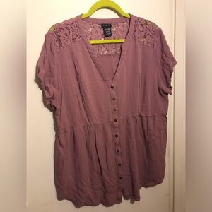 ⭐️ Torrid Women's Mauve Dusty Rose Button-Up Top Size 2 2X